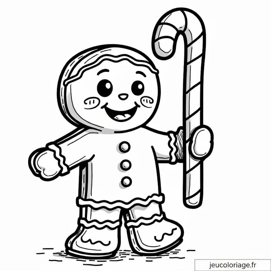 Coloriage de bonhomme en pain d&rsquo;épices pour maternelle