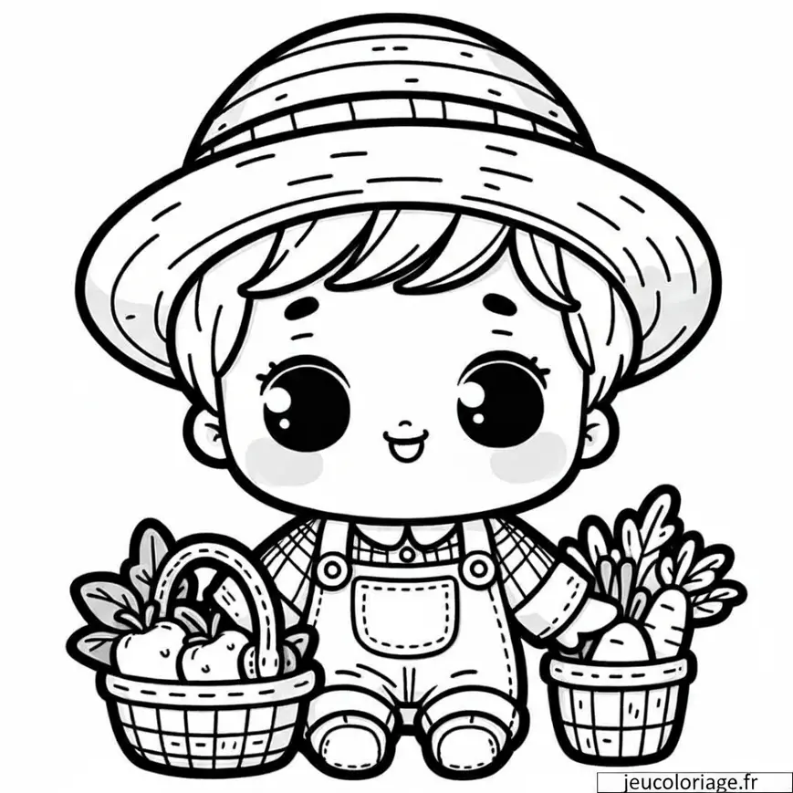 Coloriage de bébé fermier
