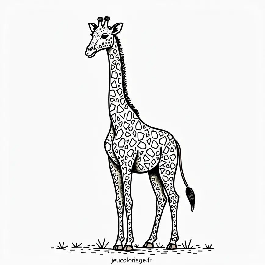 Coloriage de girafe mignonne pour enfants