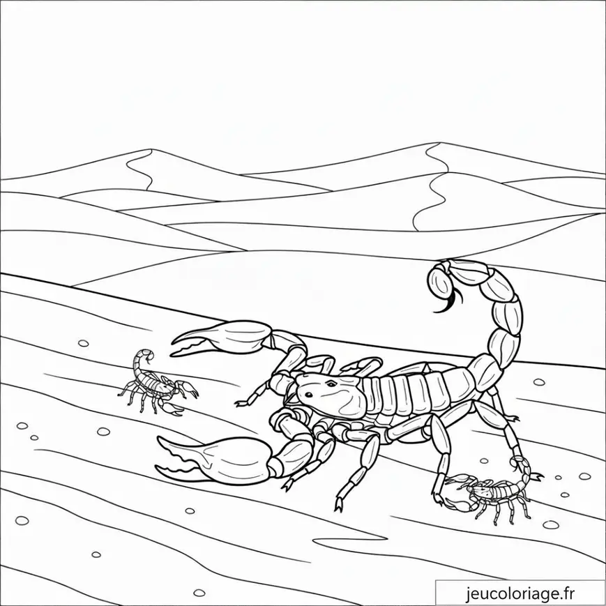 Coloriage de scorpions dans le désert à personnaliser