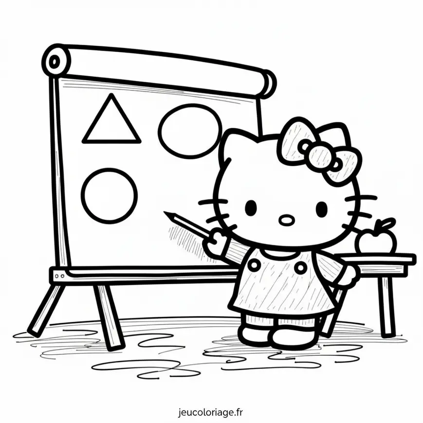 Coloriage éducatif Hello Kitty enseignant les formes