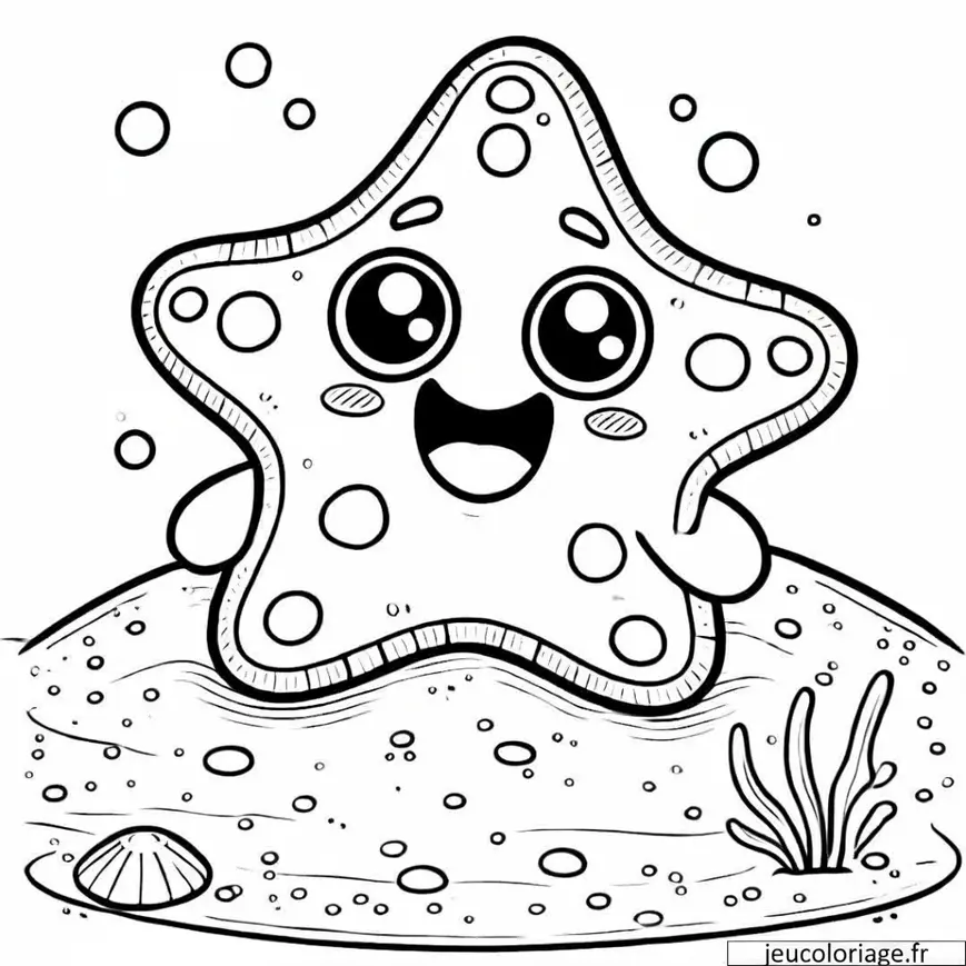 Coloriage étoile de mer mignonne