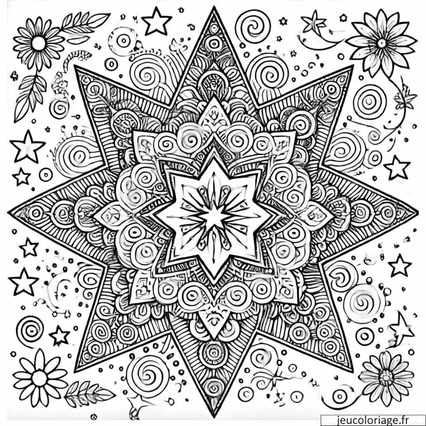 Coloriage étoile mandala florale