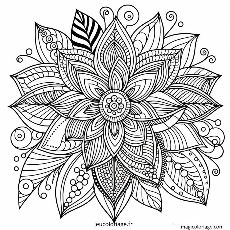 Coloriage fleur abstraite intermédiaire