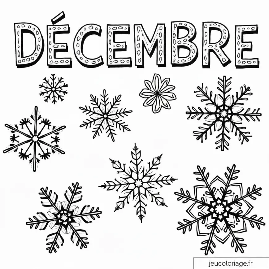 Coloriage flocons de neige pour enfant spécial décembre