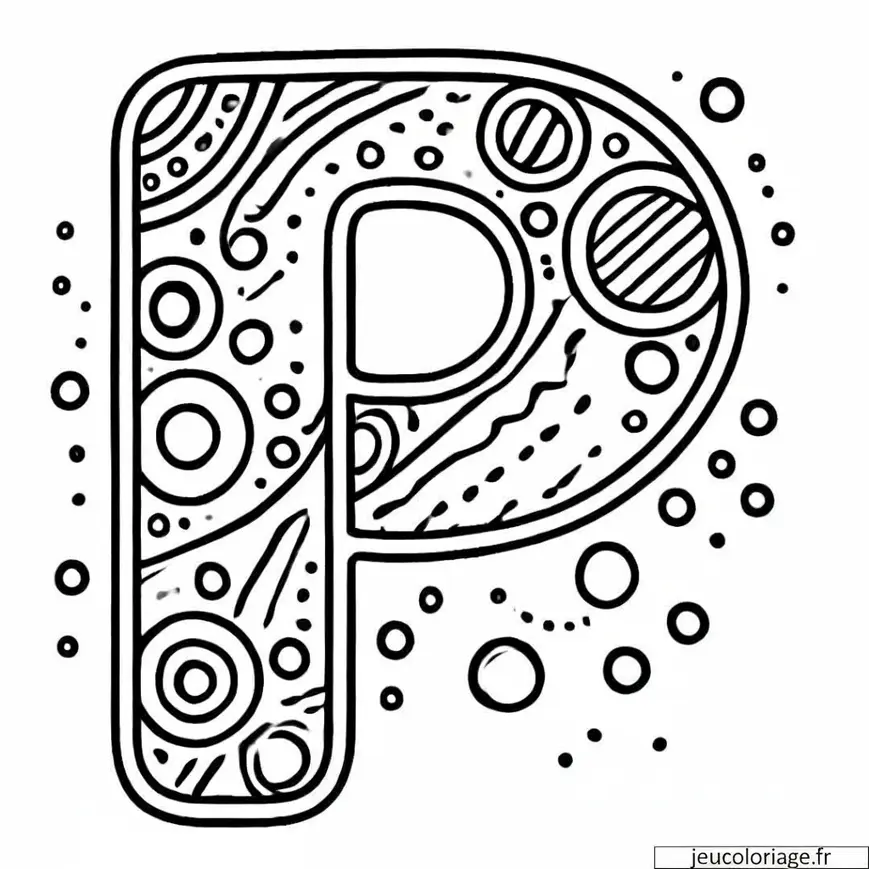 Coloriage lettre P simple décorée