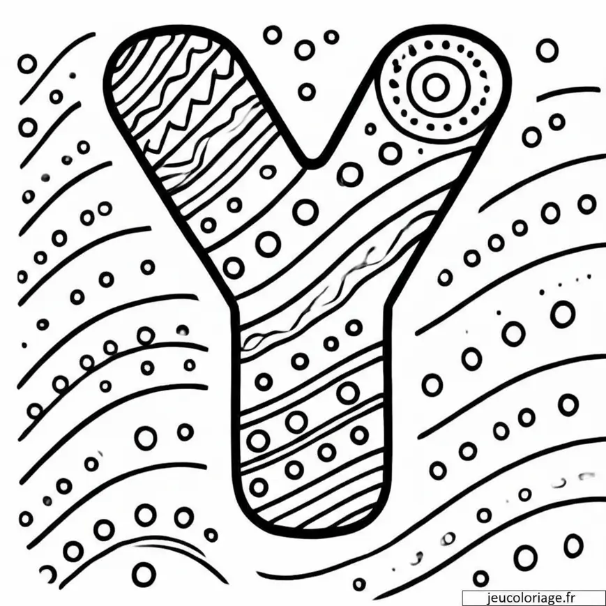 Coloriage lettre Y simple décorée