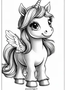 Coloriage Licorne et châteaux