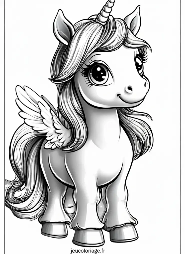 Coloriage licorne magique aux ailes de fée