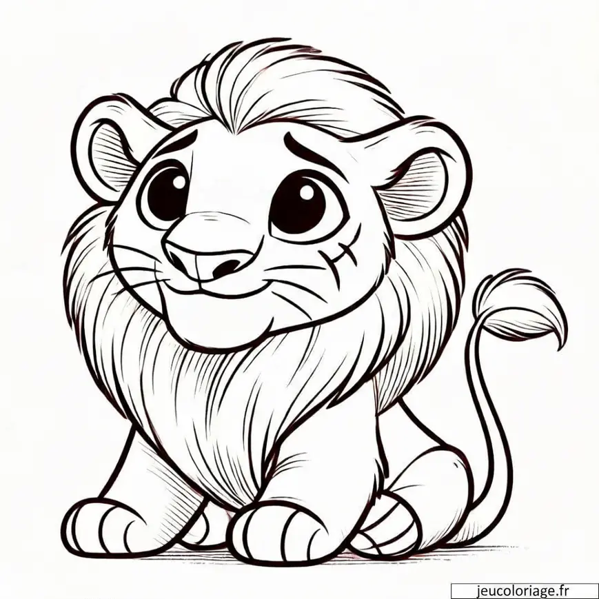 Coloriage lion avec une cicatrice sur le visage