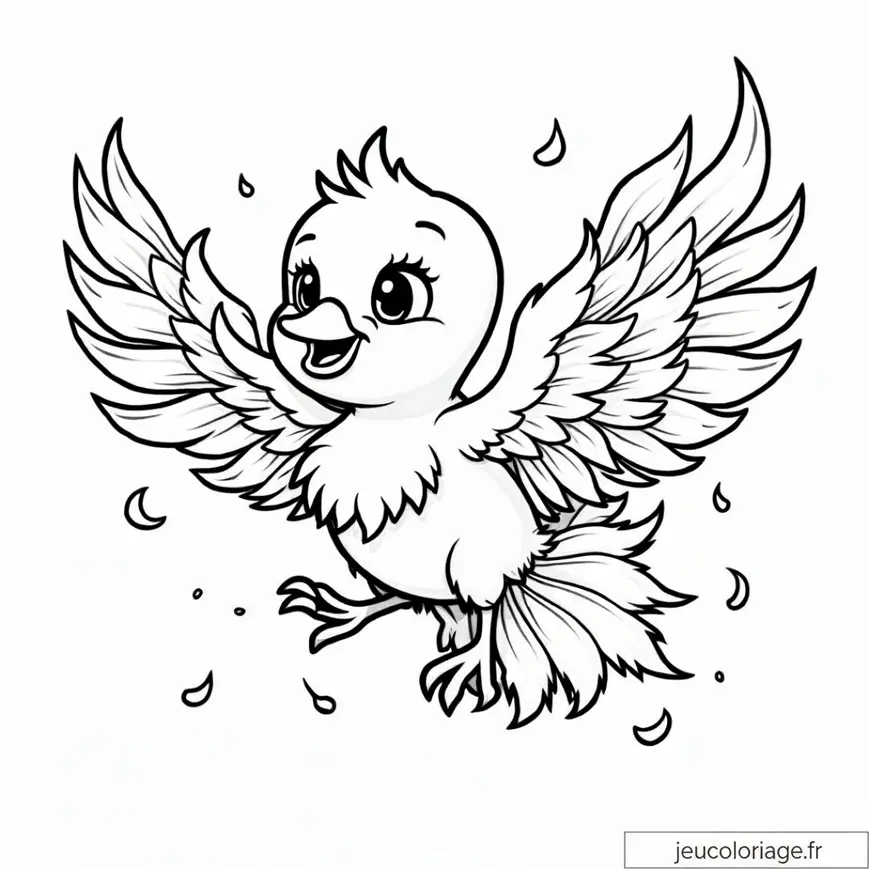 Coloriage magique de phénix, oiseau légendaire à colorier