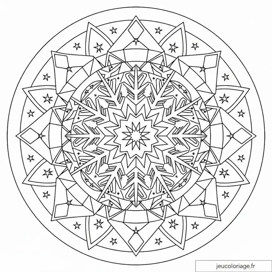 Coloriage mandala complexe aux motifs géométriques