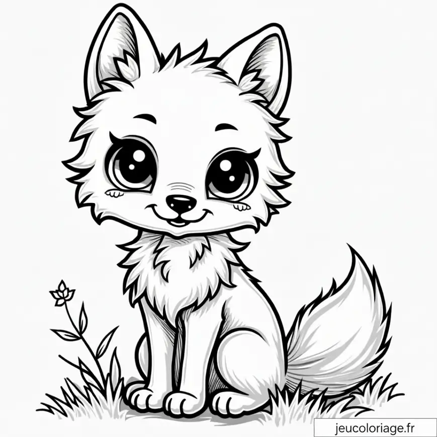 Coloriage mignon de loup pour enfants à imprimer facilement