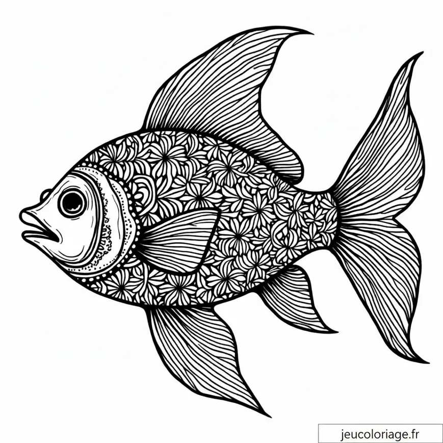 Coloriage poisson détaillé pour relaxation et créativité