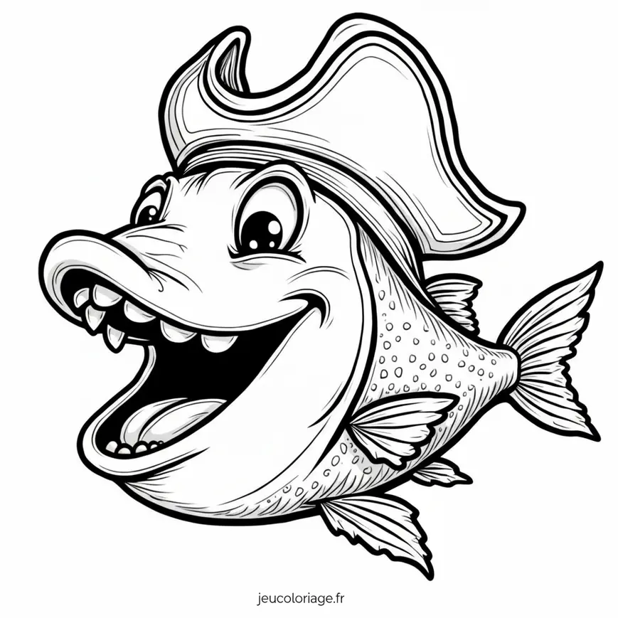 Coloriage poisson pirate rigolo pour enfants créatifs