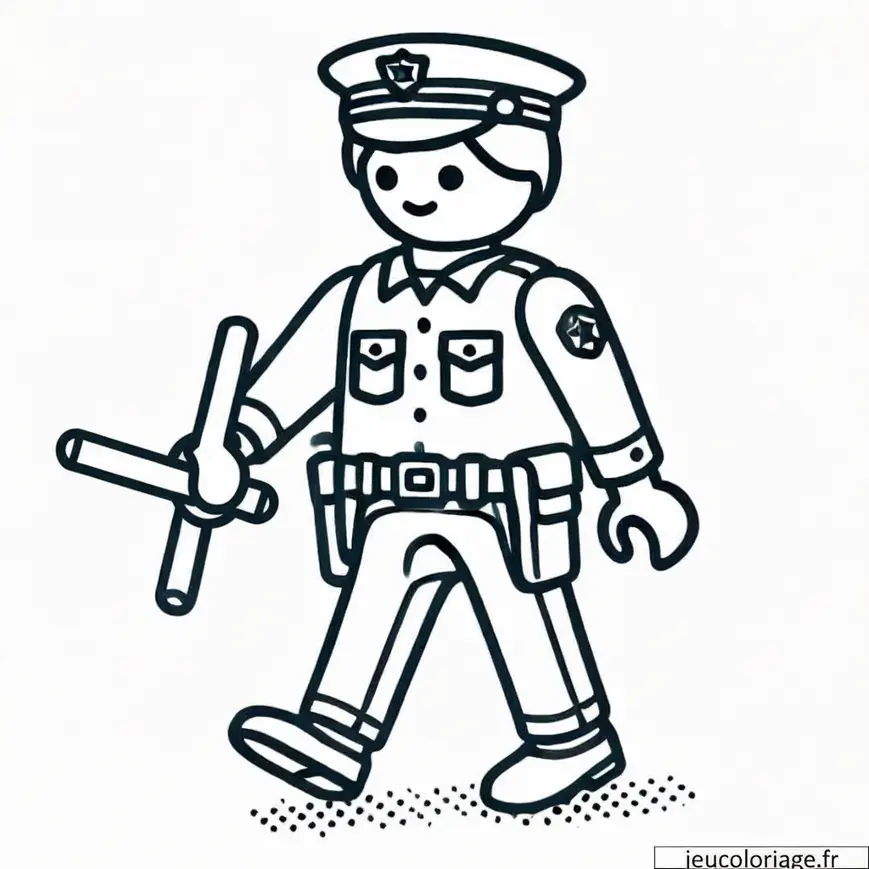 Coloriage policier Playmobil en patrouille