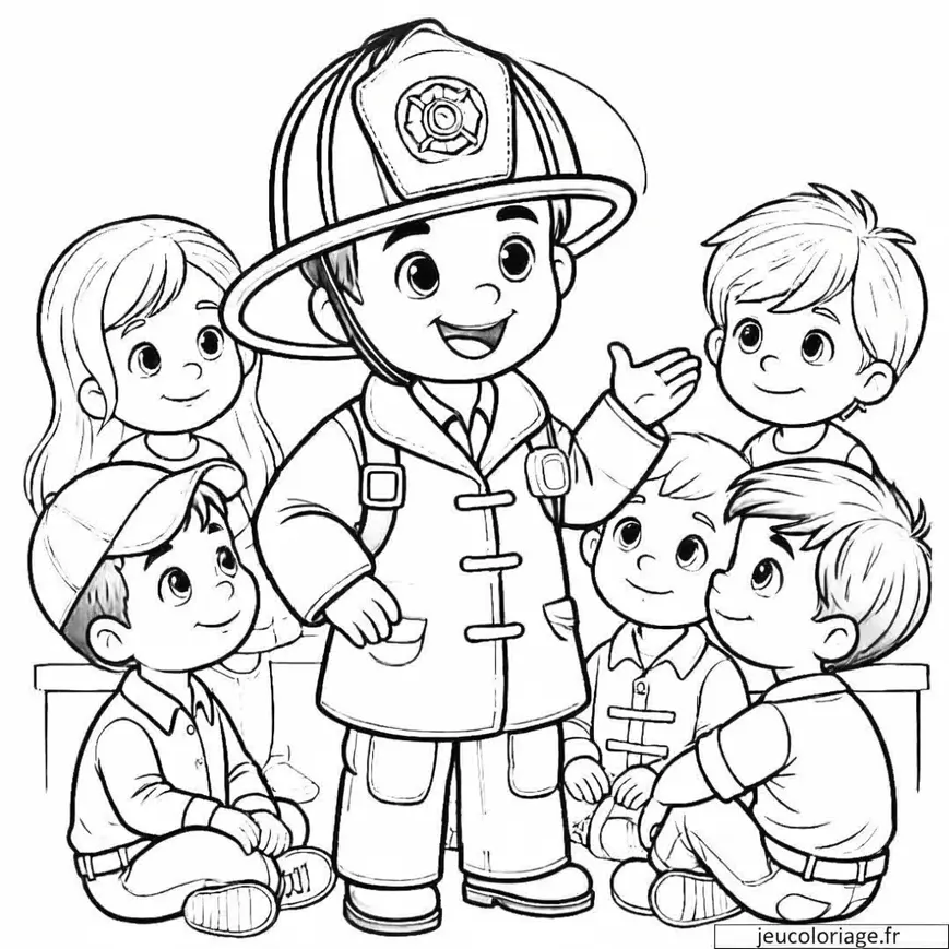 Coloriage pompier donne des conseils de sécurité