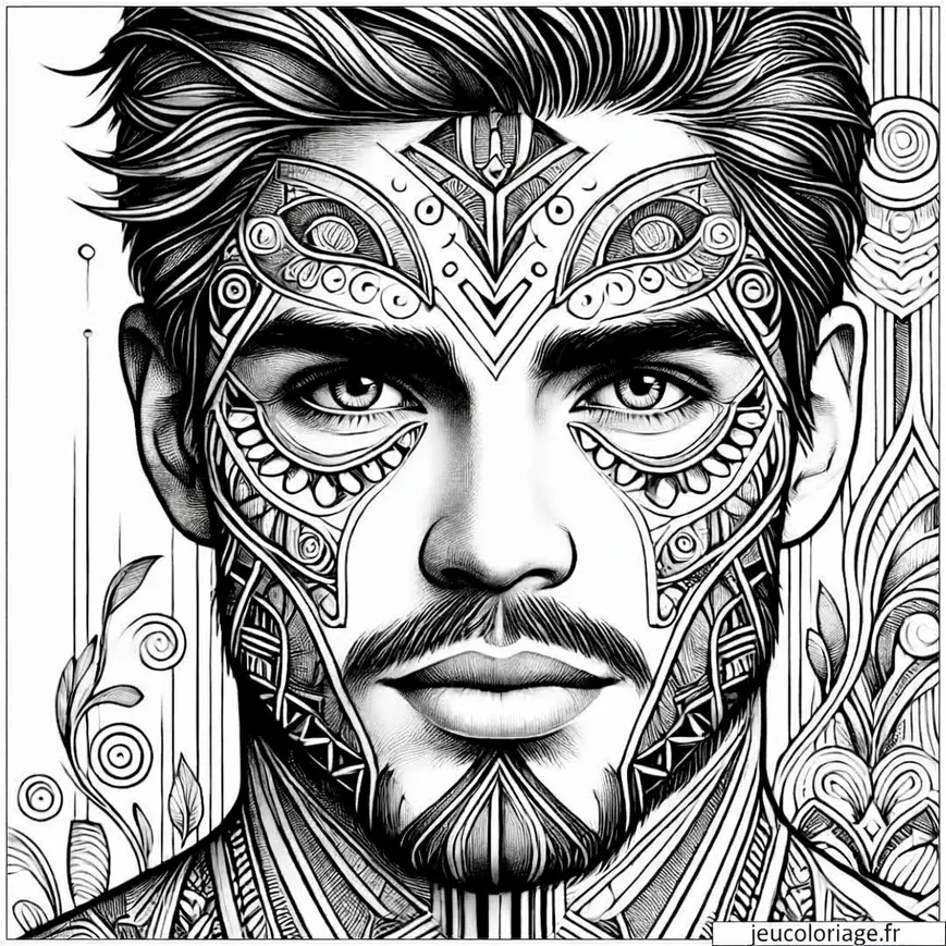Coloriage portrait homme élégant