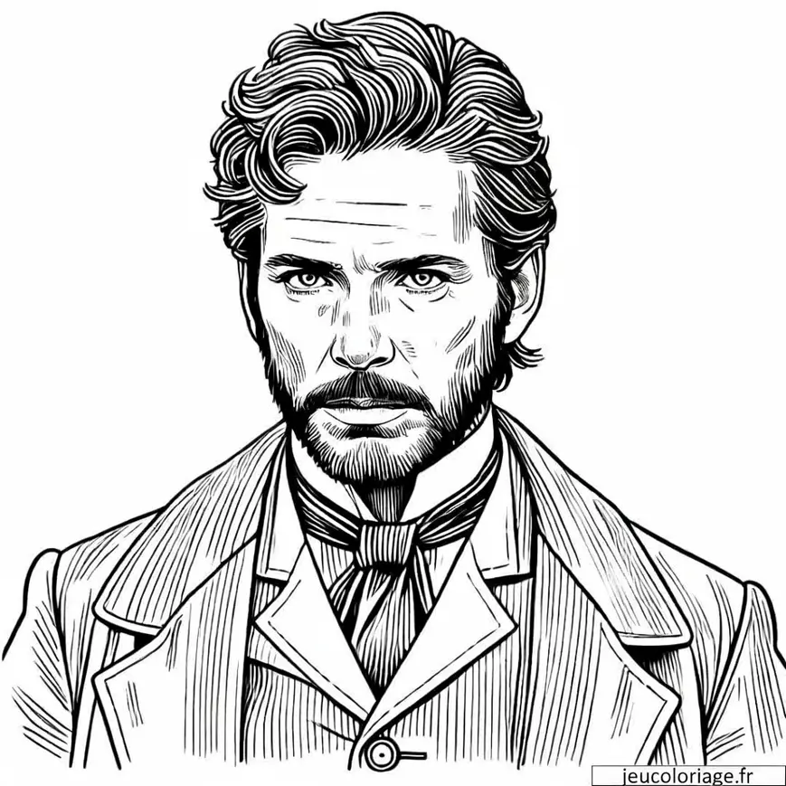 Coloriage portrait homme expressif