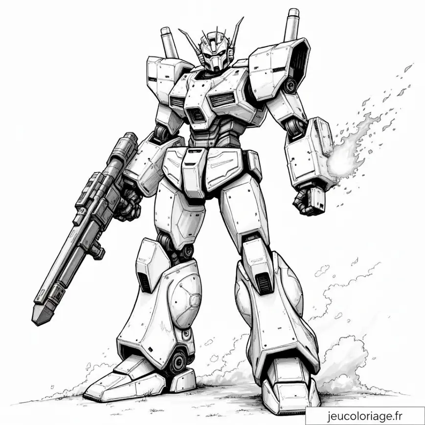 Coloriage robot futuriste puissant avec effets spéciaux