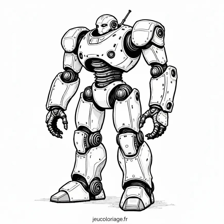Coloriage robot imposant pour une aventure futuriste