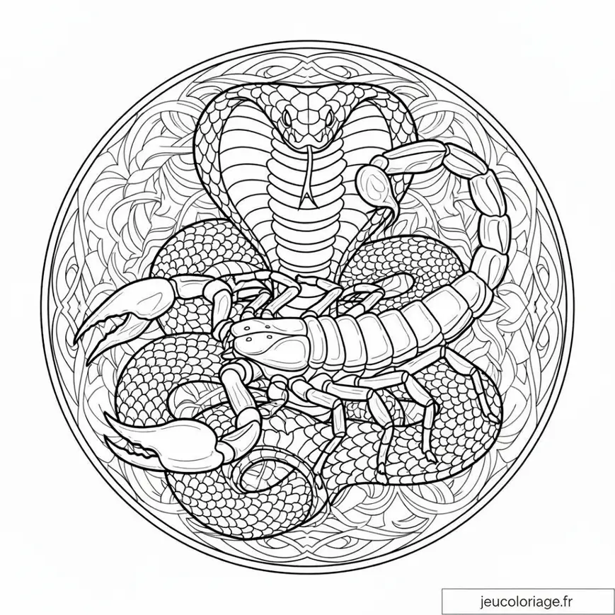 Coloriage serpent et scorpion : détails captivants et puissants