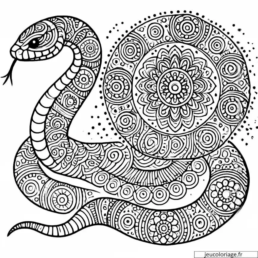 Coloriage serpent spirale mandala