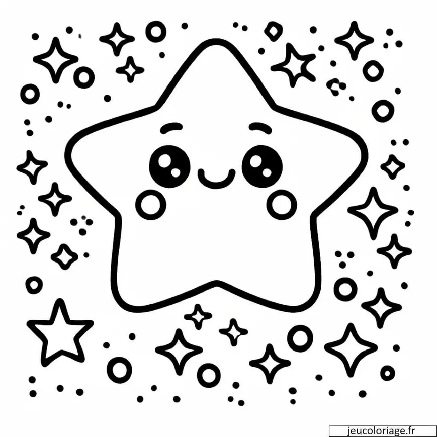 Coloriage étoile simple et souriante