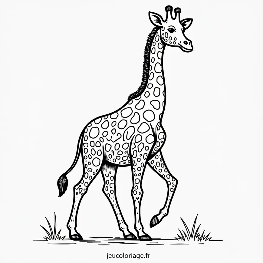 Colorie une majestueuse girafe amusante
