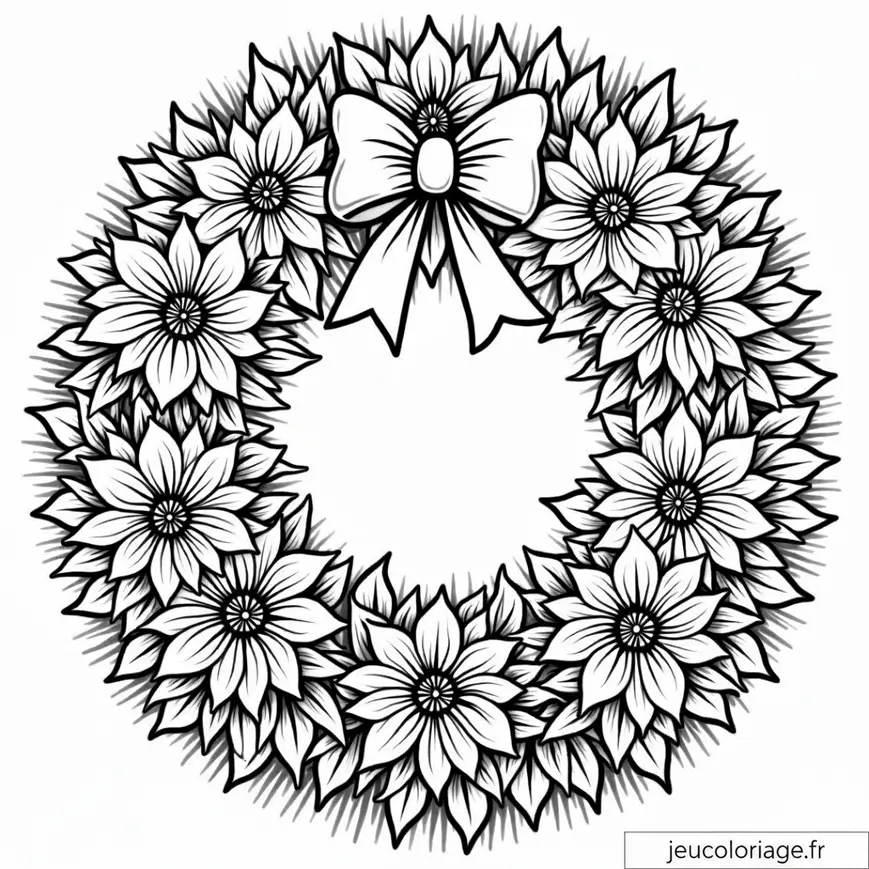 Couronne de fleurs festive à colorier pour enfants et adultes