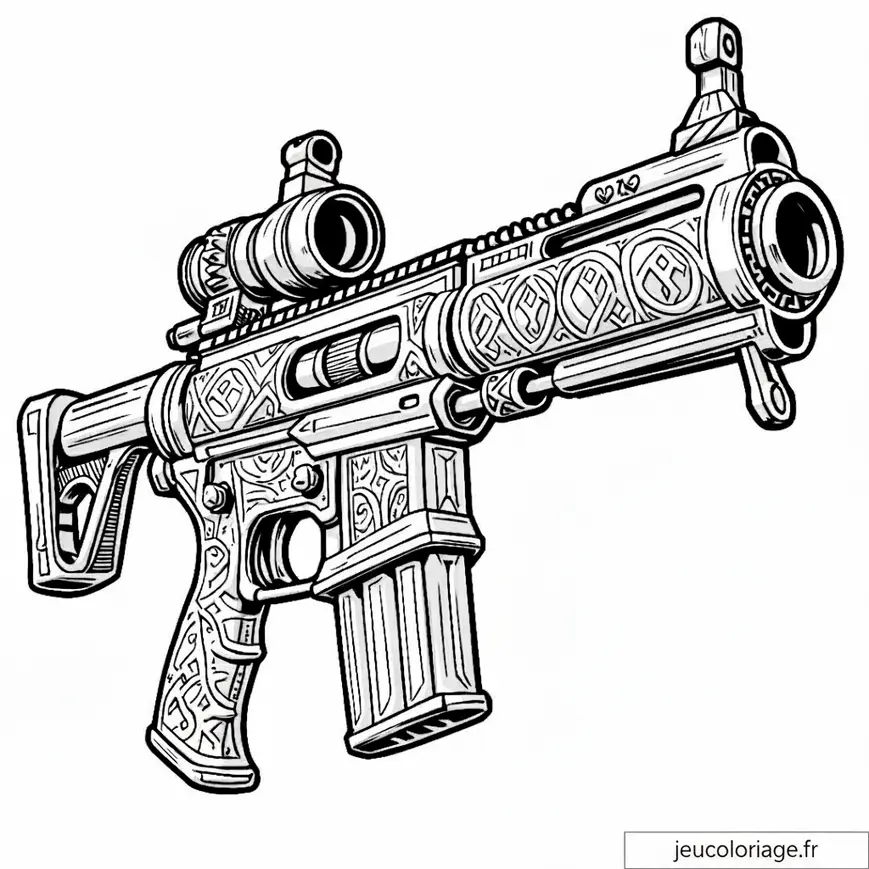 Dessin de fusil décoratif à colorier pour adultes