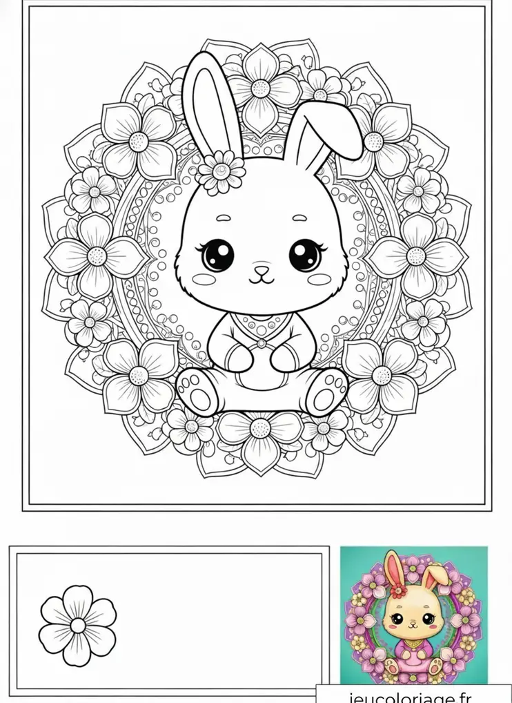 Dessin lapin mignon mandala à colorier pour enfants