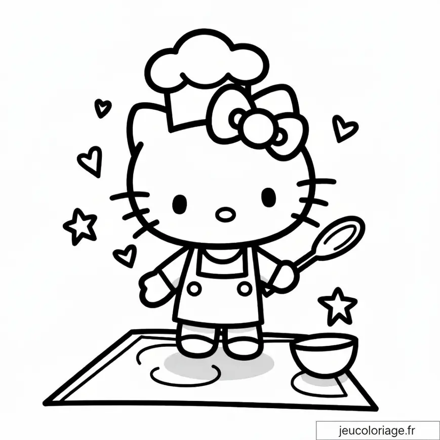Hello Kitty chef à colorier : amusant et créatif pour enfants