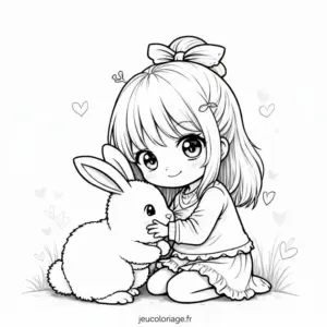 Coloriage Kawaii Fille