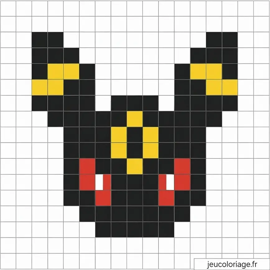 Pixel art Umbreon : design simplifié pour fans de Pokémon