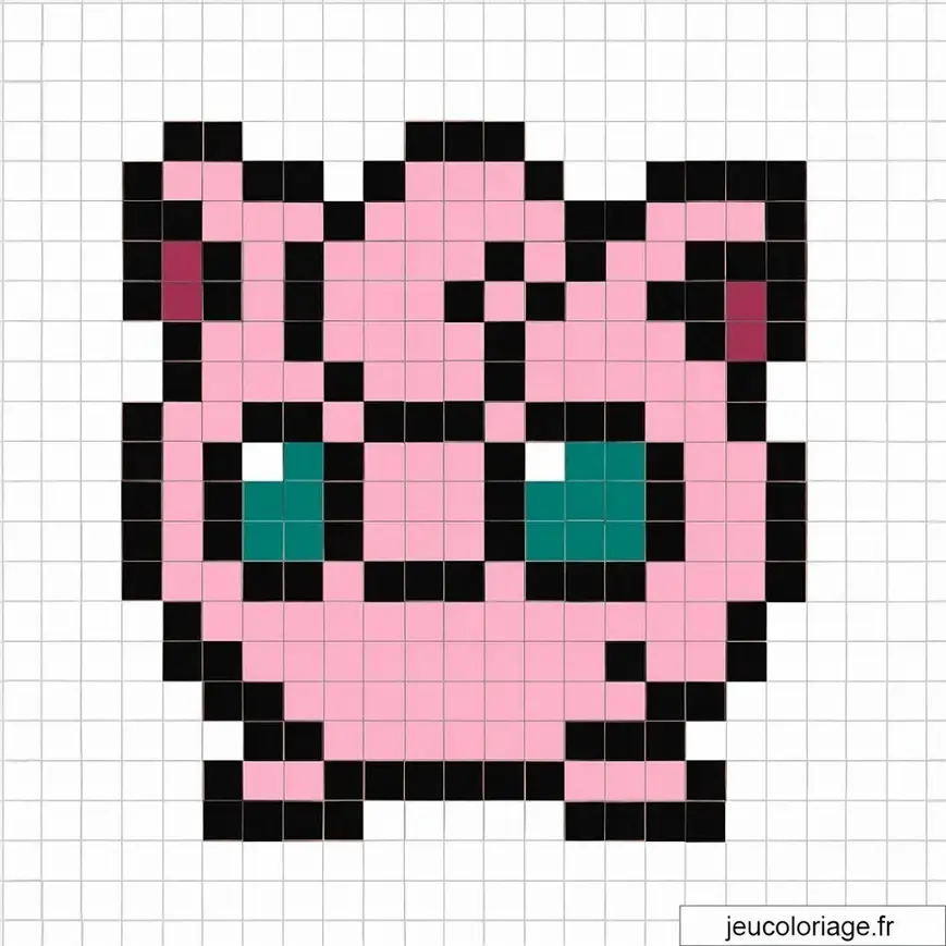 Pixel art adorable Jigglypuff pour fans de Pokémon