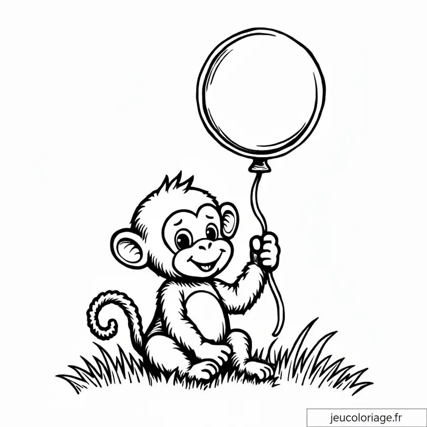 Singes espiègles avec ballons à colorier pour enfants