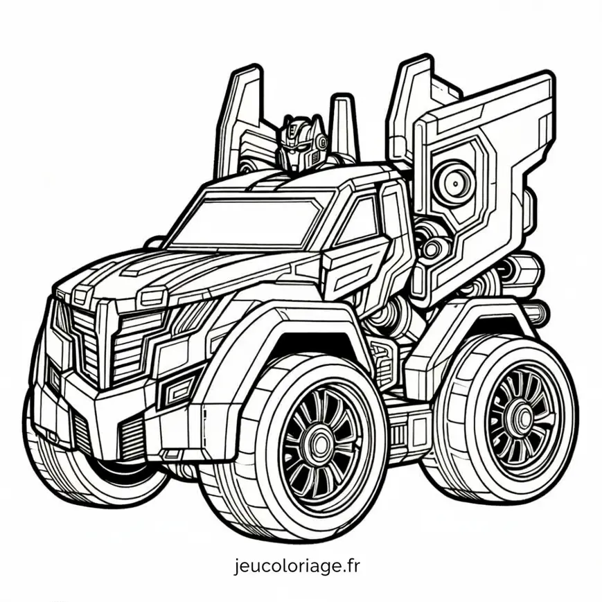 Coloriage Robot Transformer (Forme Véhicule)