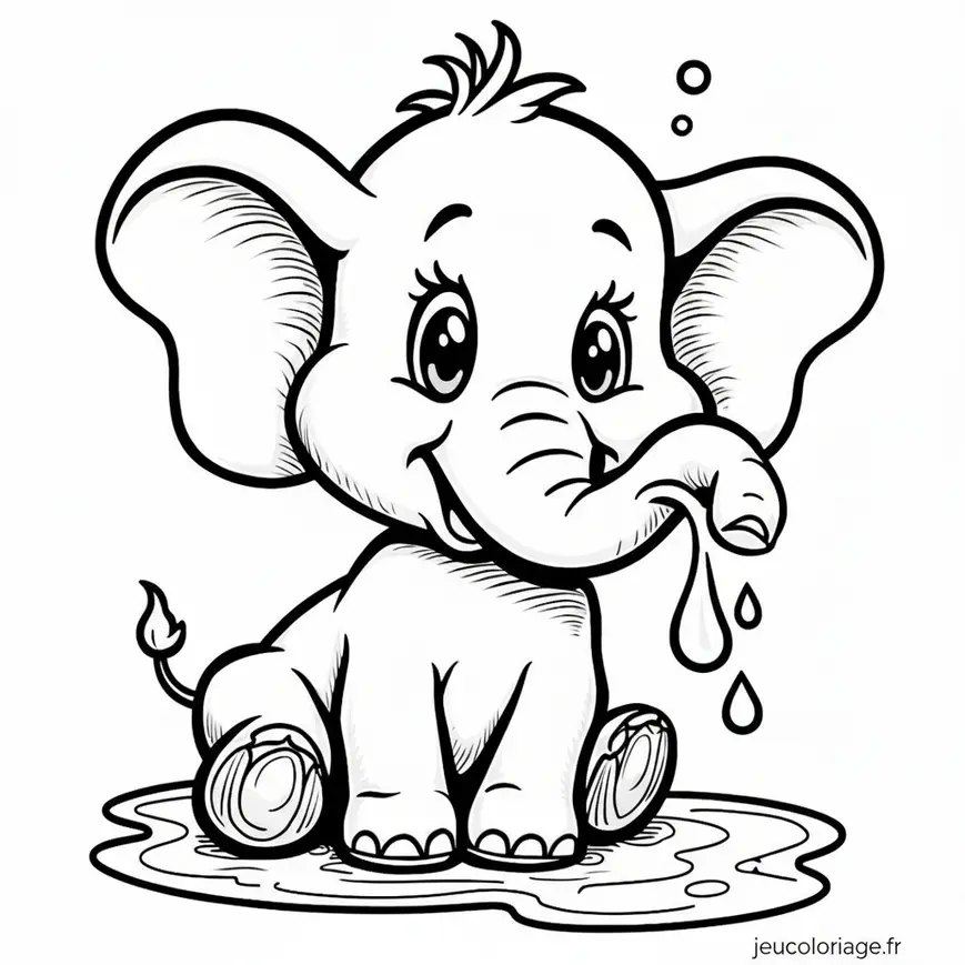 Éléphant à colorier pour enfants: dessin mignon et amusant