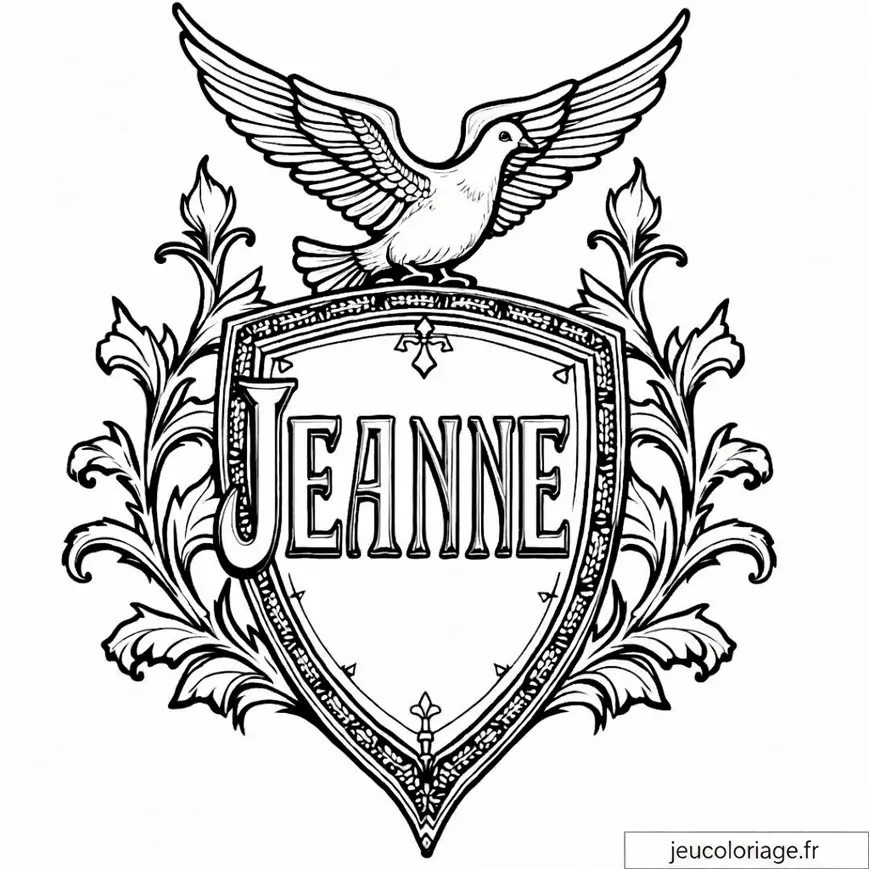 Blason Prénom Jeanne à Colorier pour Enfants Créatifs