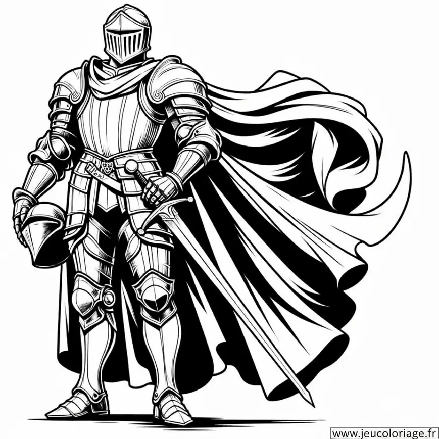 Coloriage Chevalier avec une cape flottante
