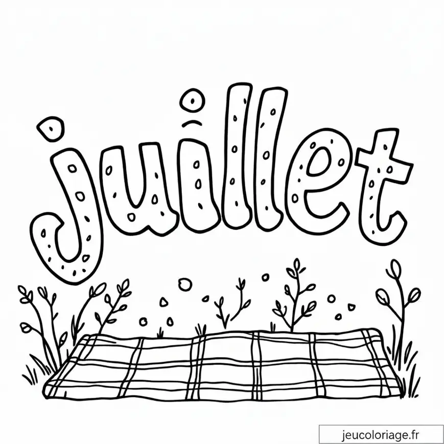 Coloriage Juillet : Scène Estivale à Personnaliser