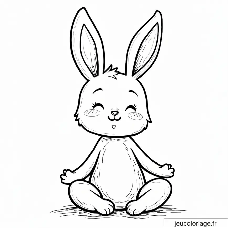 Coloriage Lapin Méditatif : Détente et Créativité Enfantine