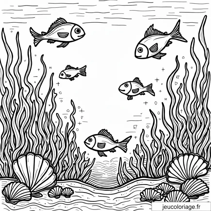 Coloriage Poissons et Coraux : Sous l’Océan à Colorier