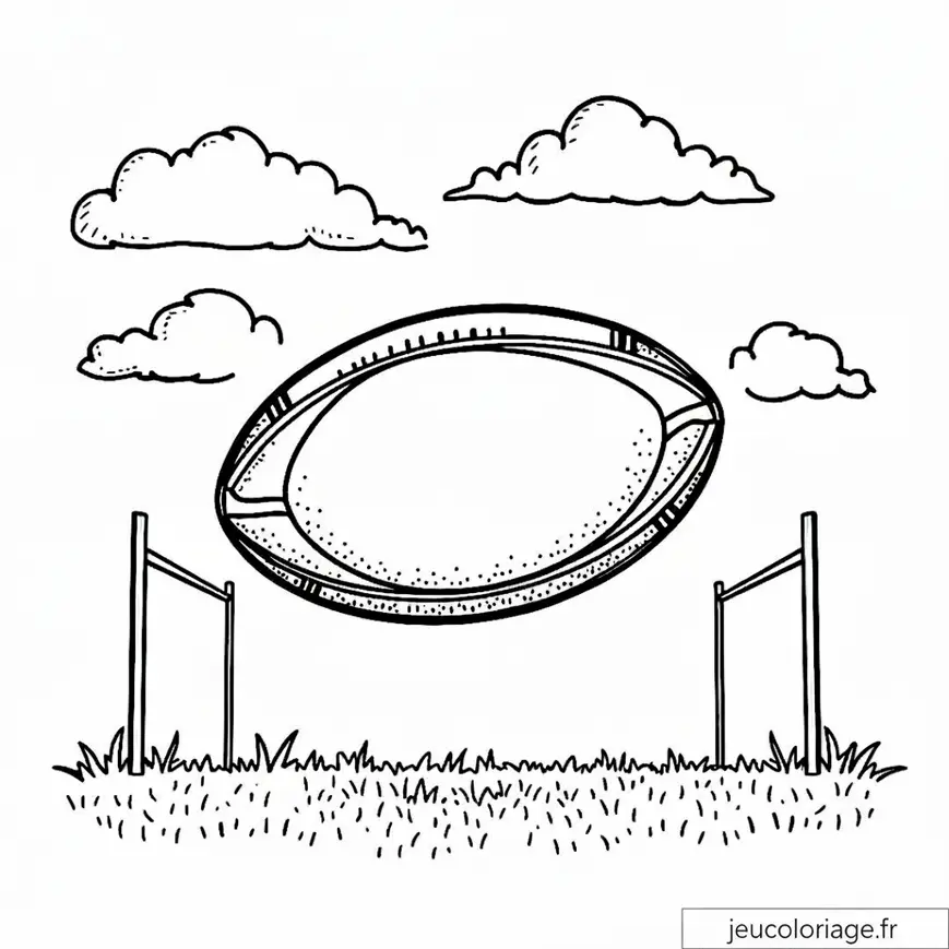 Coloriage Rugby : Illumine ton ballon et les cieux
