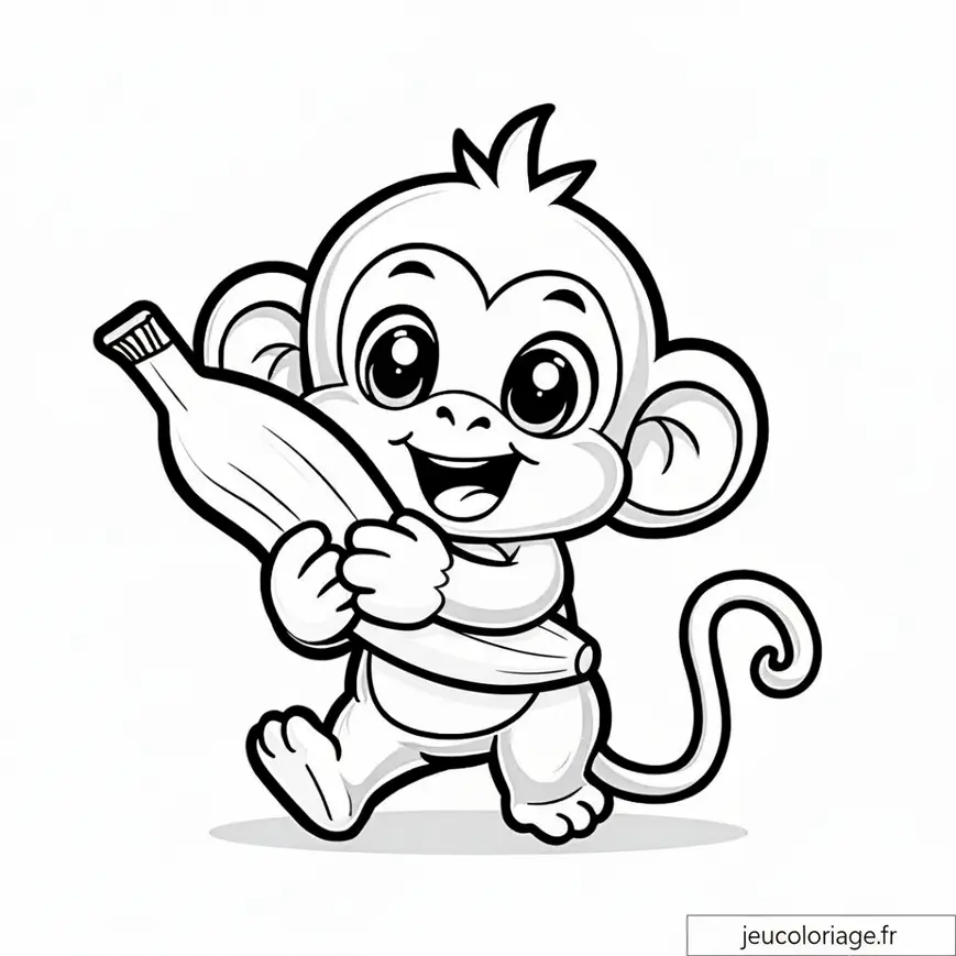 Coloriage amusant d&rsquo;un singe avec une banane pour enfants