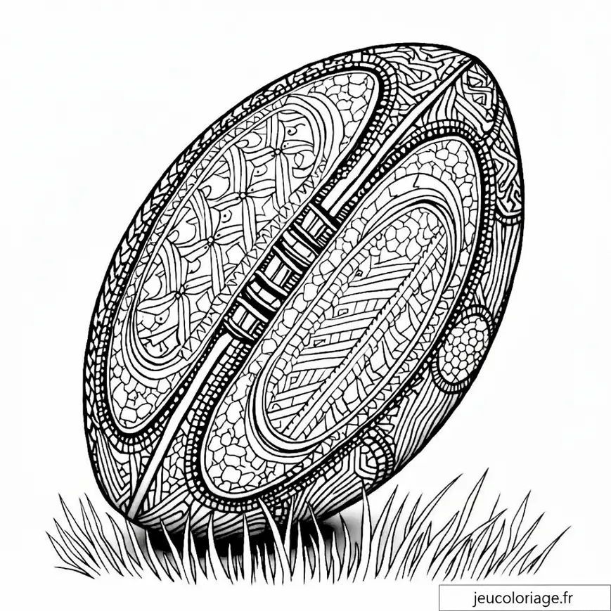 Coloriage de Ballon de Rugby Mandala Intriqué pour Adultes