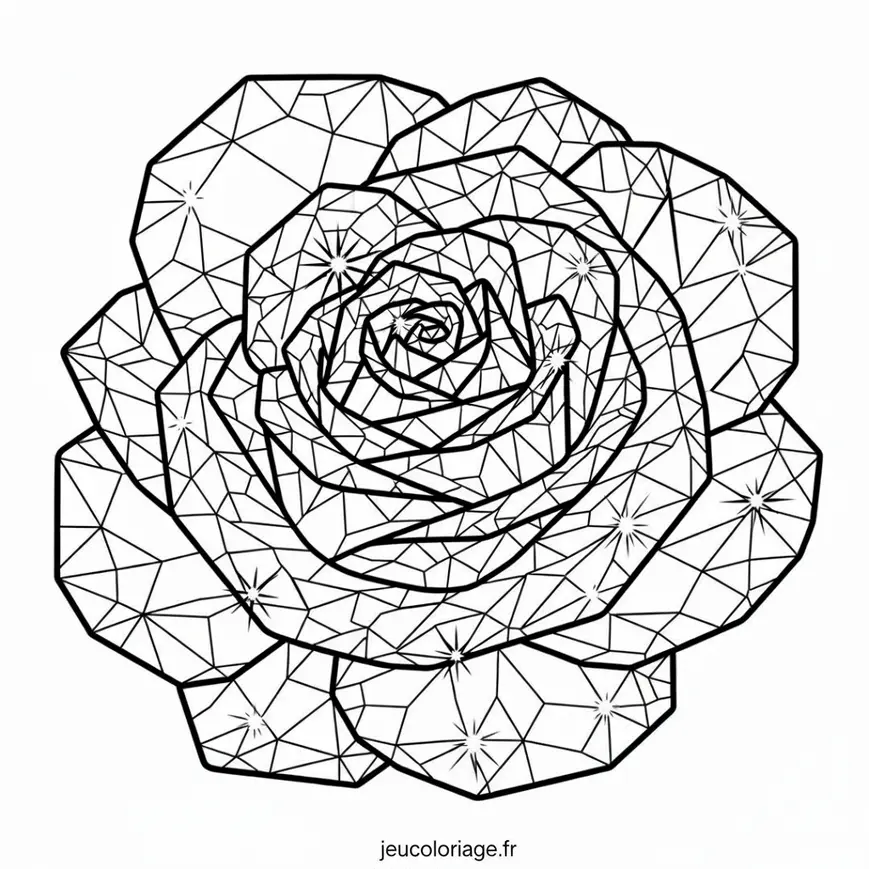 Coloriage de rose géométrique pour créativité