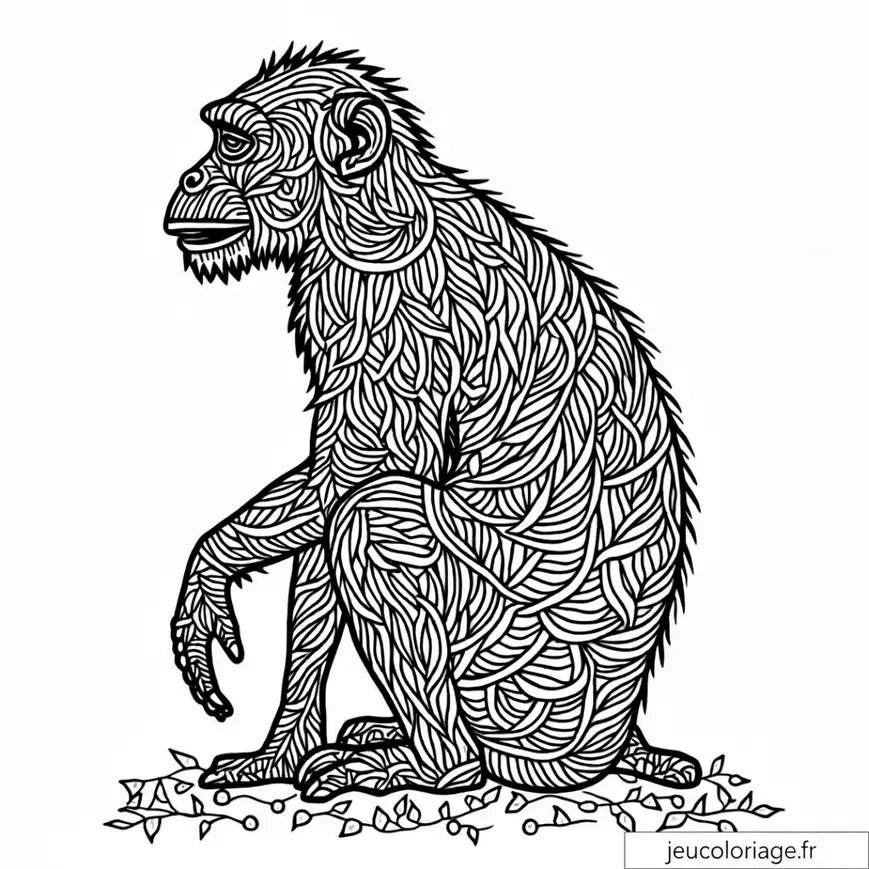 Coloriage de singe détaillé pour adultes
