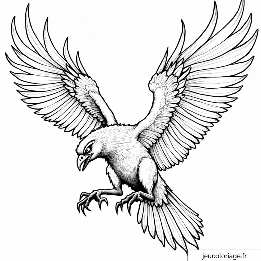 Coloriage d&rsquo;aigle majestueux en vol pour enfants